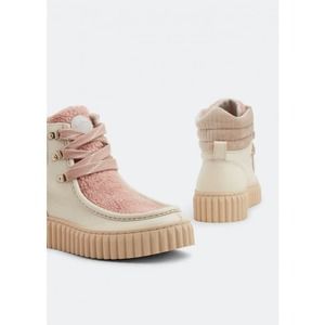 Sam Edelman Fay Ivory and Pink Platform Sherpa lined winter boots ~size 7